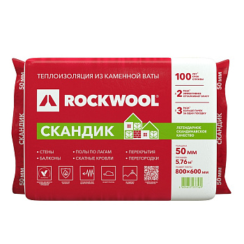 Утеплитель Rockwool Лайт Баттс Скандик, 50мм